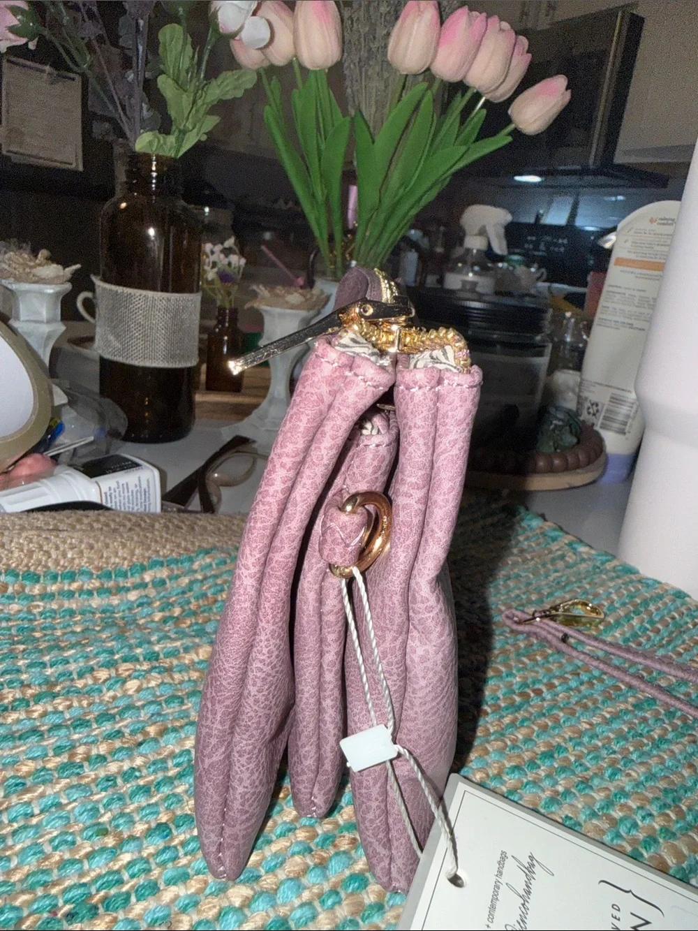 Lavender Vegan-Leather Zip Pouch